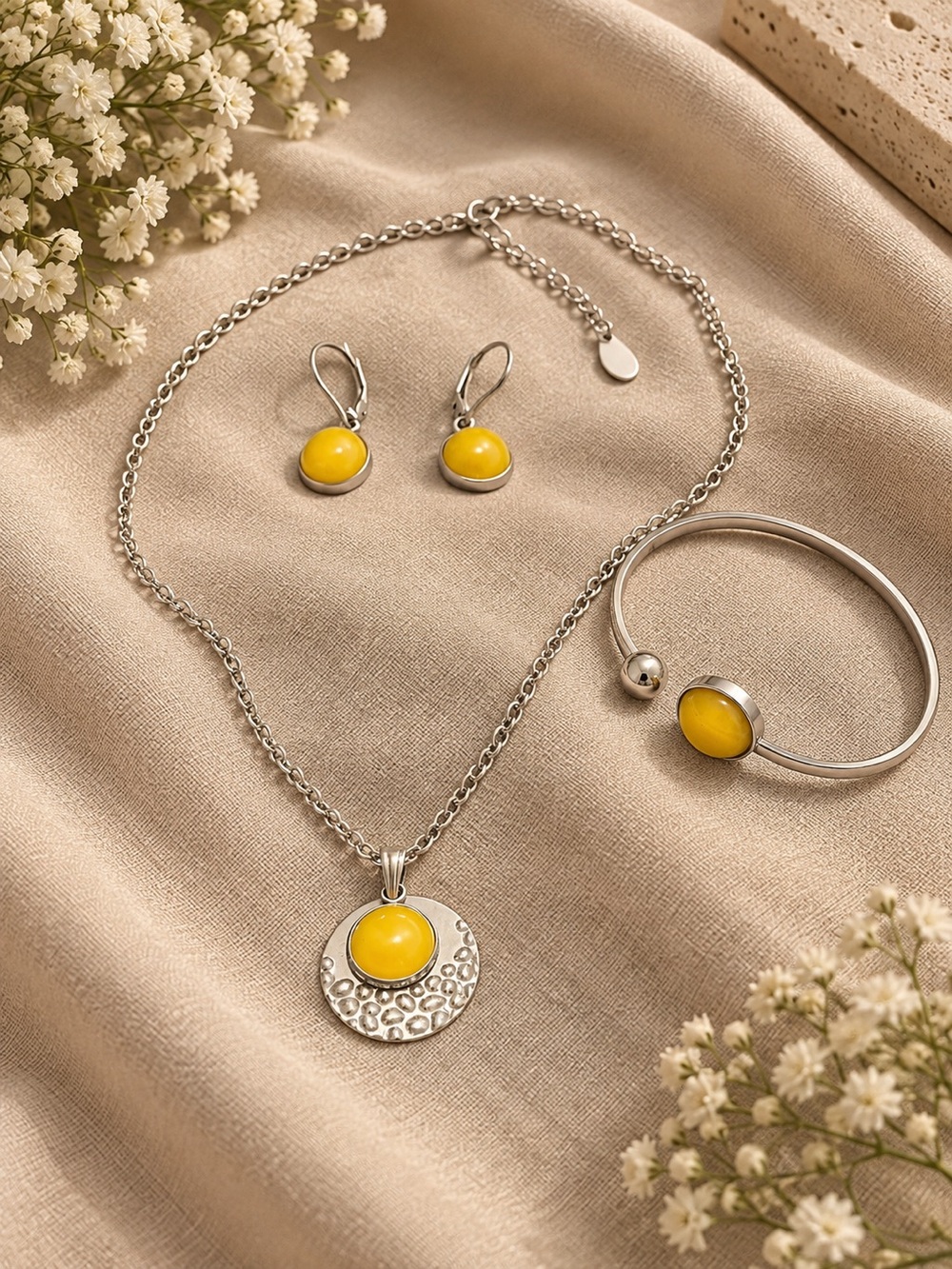 Yellow Jade (dyed) jewelry set